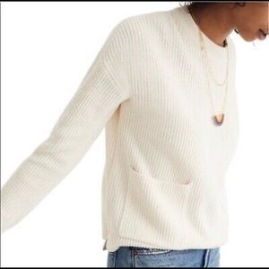 Madewell Patch Pocket Pullover Sweater in Cream